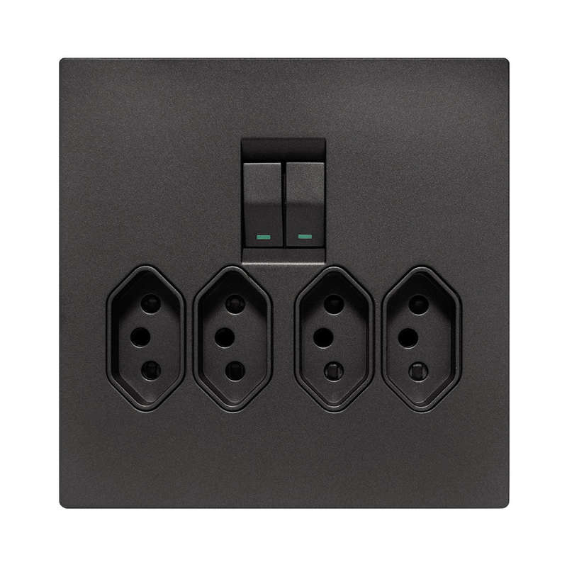 Crabtree Topaz Slimline Compact Socket 4 x 4 - Graphite