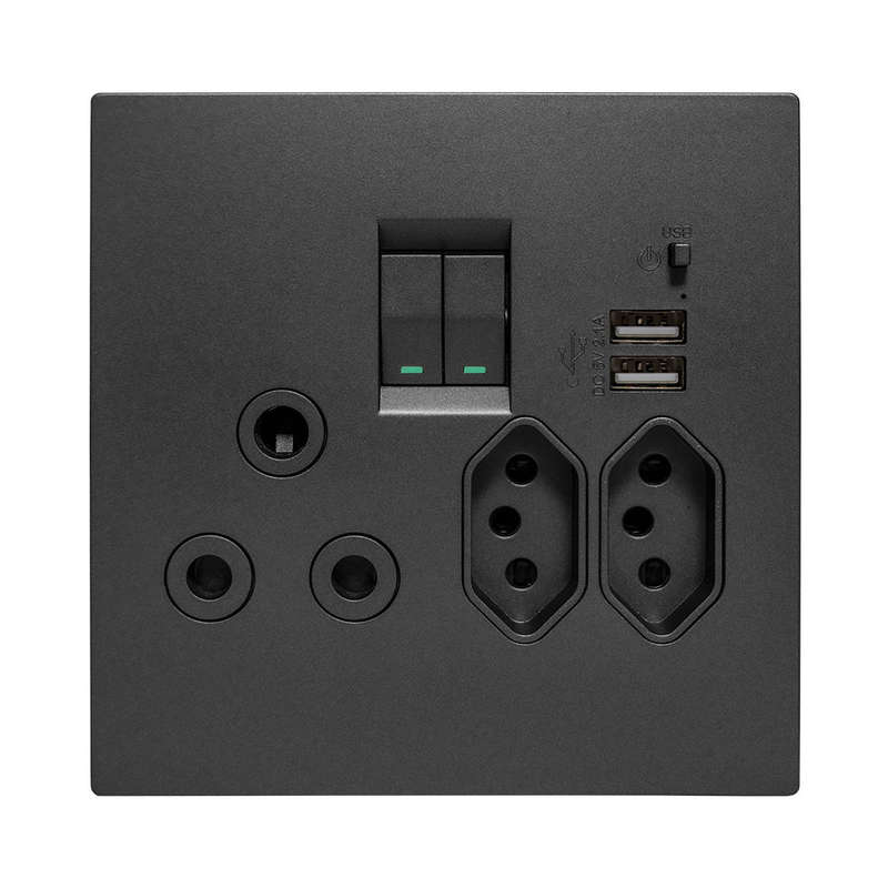 Crabtree Topaz USB Combo Socket 4 x 4 - Graphite