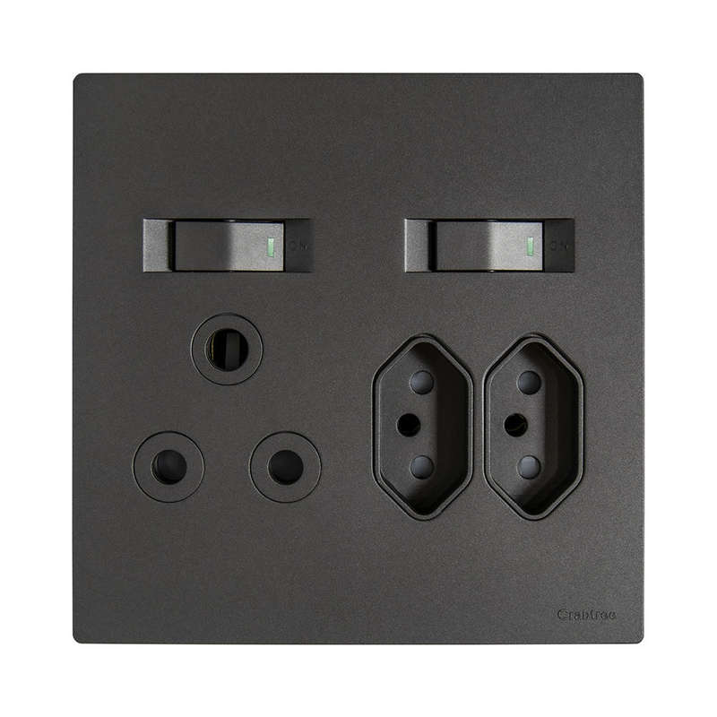 Crabtree Topaz Slimline Combo Socket 4 x 4 - Graphite