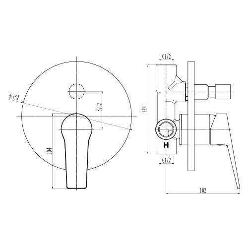 Franke Aspera Concealed Diverter Bath Mixer - Matt Black