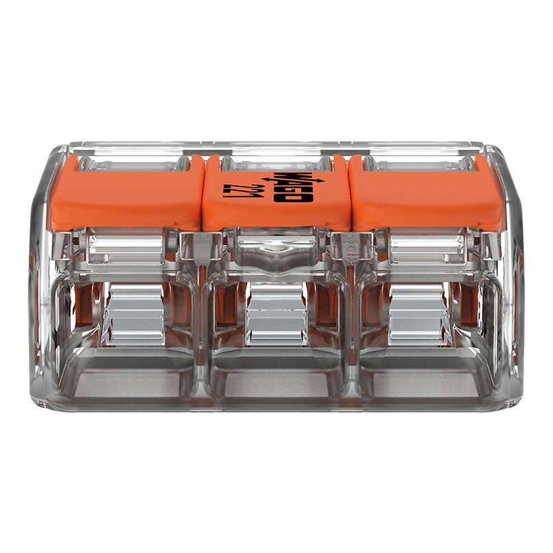Wago 221 Lever Type 3 Way Splicing Connector 0.14 - 4mm² - Orange