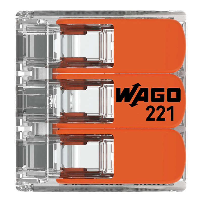 Wago 221 Lever Type 3 Way Splicing Connector 0.14 - 4mm² - Orange