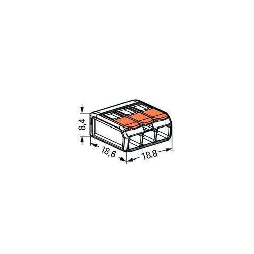 Wago 221 Lever Type 3 Way Splicing Connector 0.14 - 4mm² - Orange