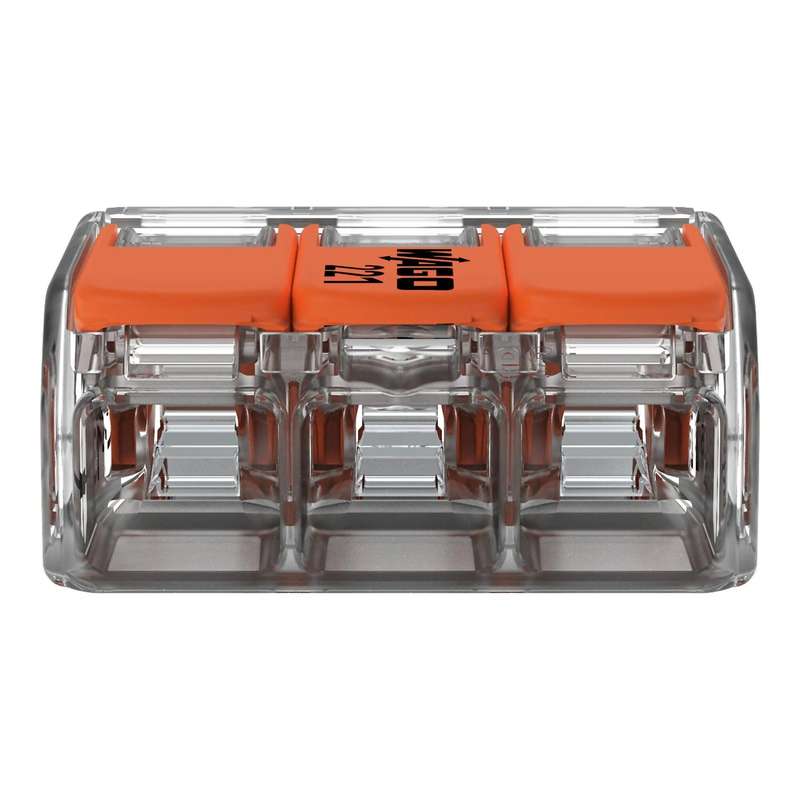 Wago 221 Lever Type 3 Way Splicing Connector 0.5 - 6mm² - Orange