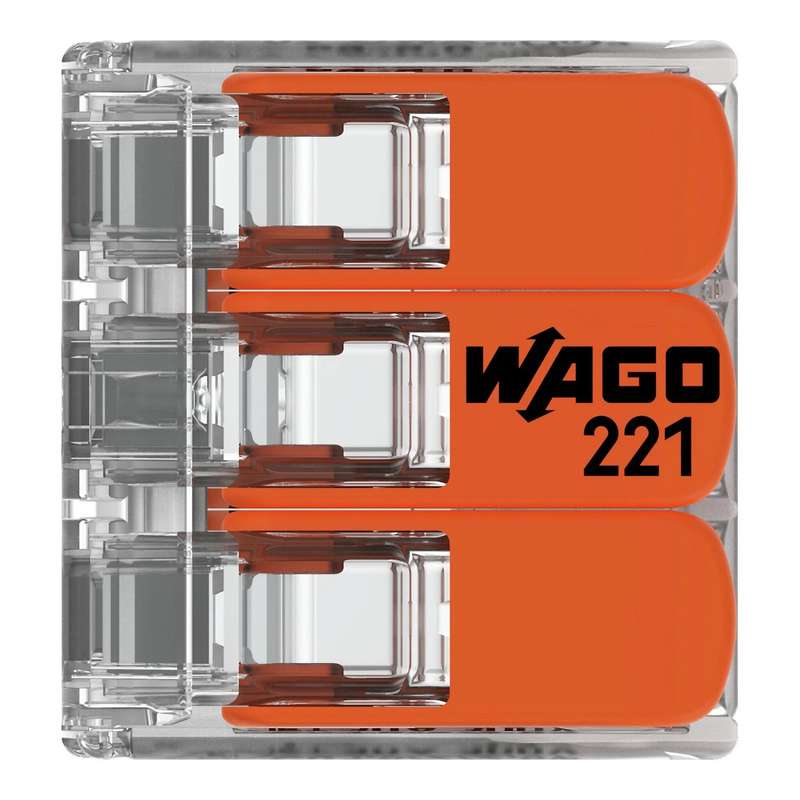 Wago 221 Lever Type 3 Way Splicing Connector 0.5 - 6mm² - Orange