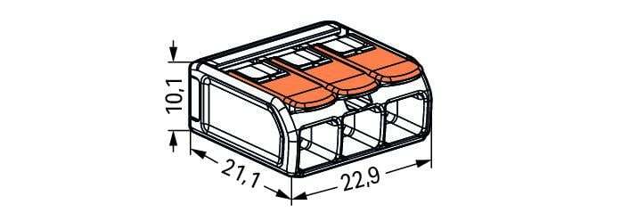 Wago 221 Lever Type 3 Way Splicing Connector 0.5 - 6mm² - Orange