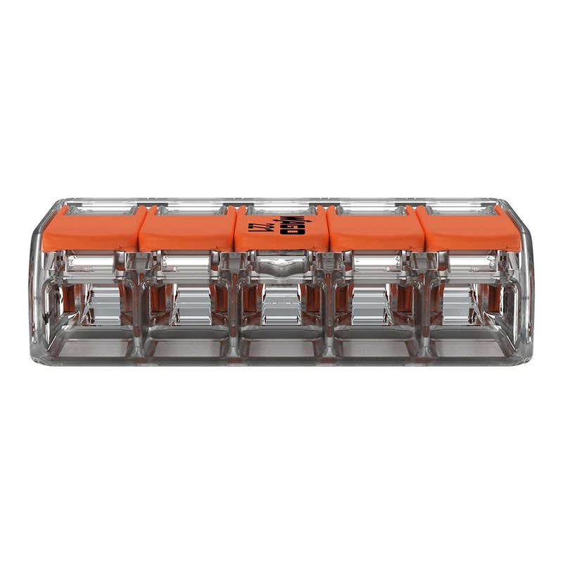 Wago 221 Lever Type 5 Way Splicing Connector 0.5 - 6mm² - Orange