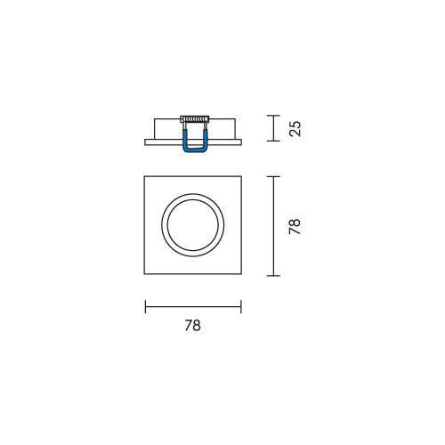 Spazio 2213 Edge Squere Fixed Downlight - Aluminium