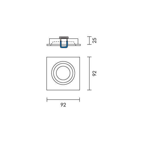Spazio 2215 Edge Square Anti-glare Downlight - Aluminium