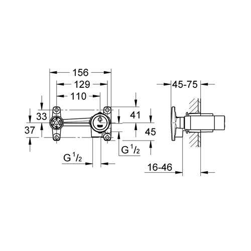 GROHE Concealed Body for 2-Hole Single-Lever Basin Mixer