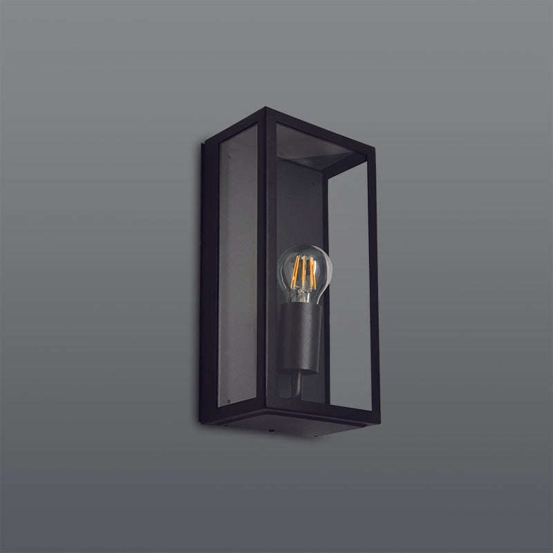 Spazio Rubik wall Rectangular 60W Wall fitting with Clear Diffuser - Black