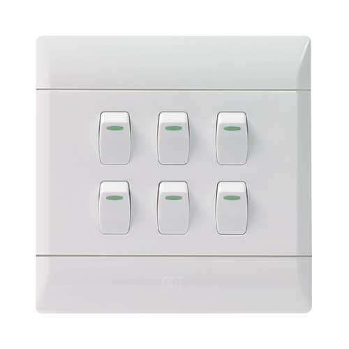 CBi PVC 6 Lever Light Switch 4 x 4