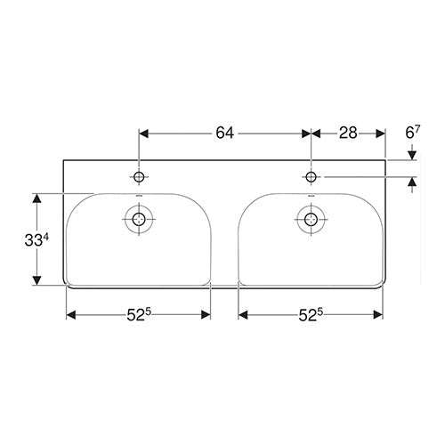 Geberit Smyle Square Double Bowl Wall-Hung Basin