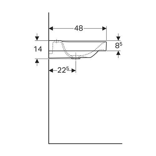 Geberit Xeno² Wall-Hung Basin with Tap Hole and Shelf Surface 900mm