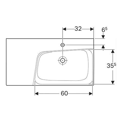 Geberit Xeno² Wall-Hung Basin with Tap Hole and Shelf Surface 900mm