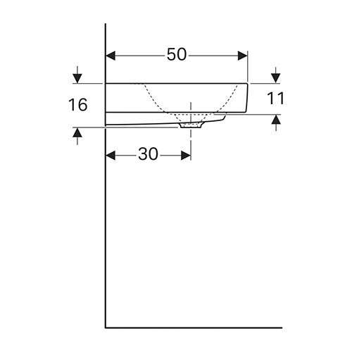 Geberit Citterio Wall-Hung Basin with Right Shelf Surface 900mm
