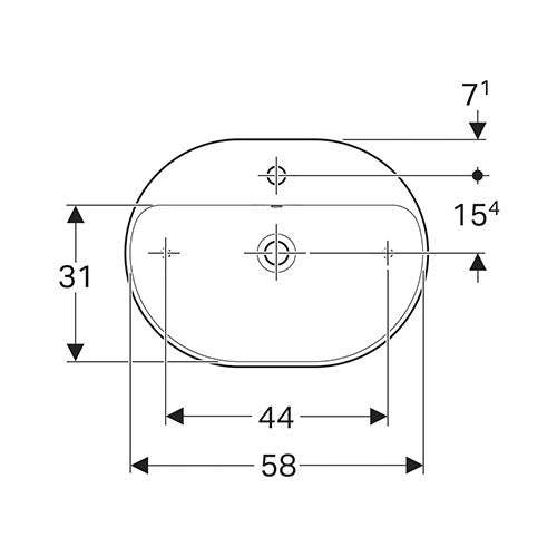 Geberit VariForm Elliptic Counter Top Vanity Basin with Tap Hole Bench
