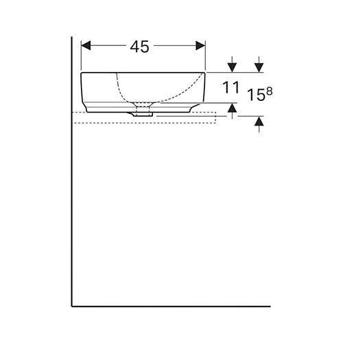 Geberit VariForm Elliptic Counter Top Vanity Basin with Tap Hole Bench