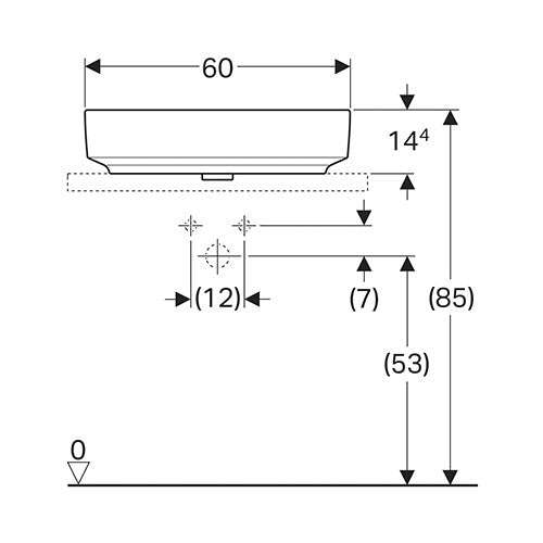 Geberit VariForm Elliptic Counter Top Vanity Basin with Tap Hole Bench