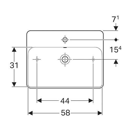 Geberit VariForm Rectangular Counter Top Vanity Basin with Tap Hole Bench
