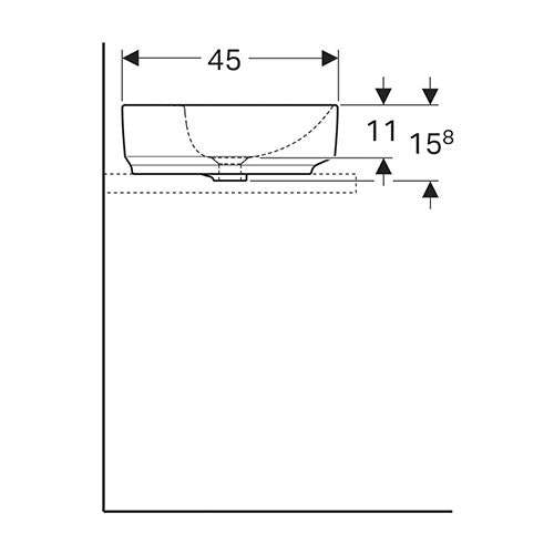 Geberit VariForm Rectangular Counter Top Vanity Basin with Tap Hole Bench