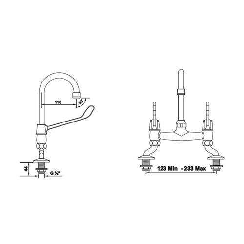 Cobra Medical Pillar Type Mixer with Swan Neck Aerated Swivel Outlet