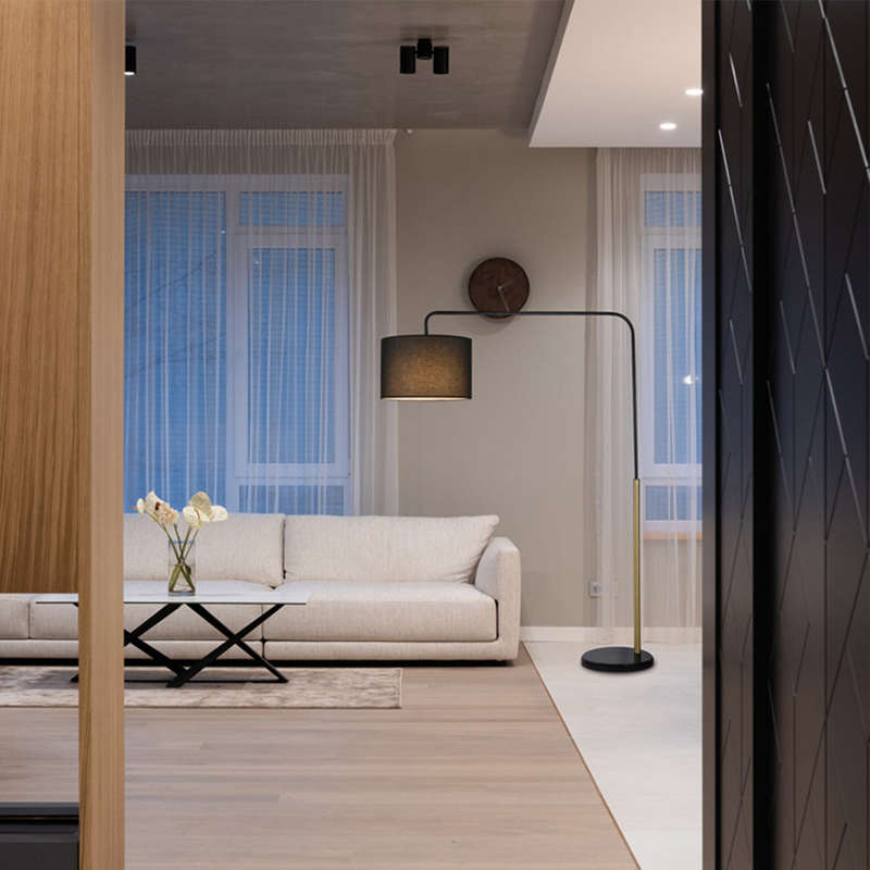 Spazio Class 1 Floor Lamp E27 60W - Black / Bronze