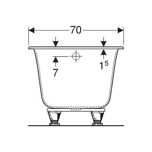 Geberit Soana Rectangular Built-In Bathtub 195L