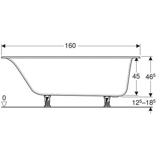 Geberit Soana Rectangular Built-in Bathtub 195L