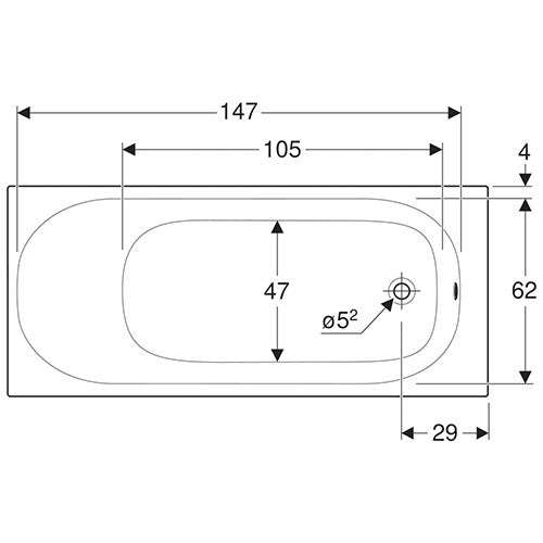 Geberit Soana Rectangular Built-In Bathtub 195L