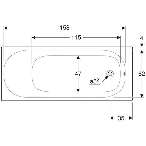 Geberit Soana Rectangular Built-In Bathtub 213L