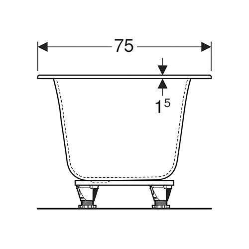 Geberit Soana Rectangular Built-In Bathtub 750mm