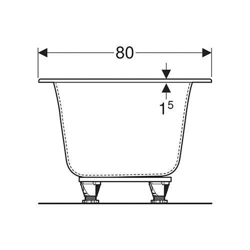 Geberit Soana Rectangular Built-In Bathtub 800mm