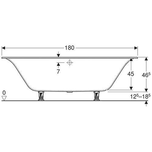 Geberit Soana Rectangular Built-In Bathtub 800mm