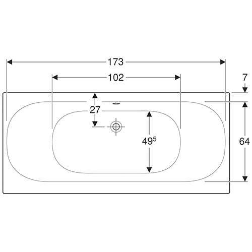 Geberit Soana Rectangular Built-In Bathtub 800mm