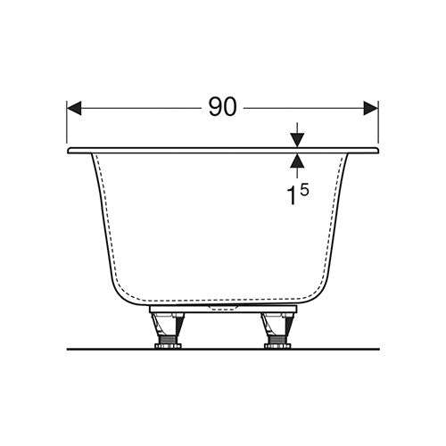 Geberit Soana Rectangular Built-In Bathtub 900mm