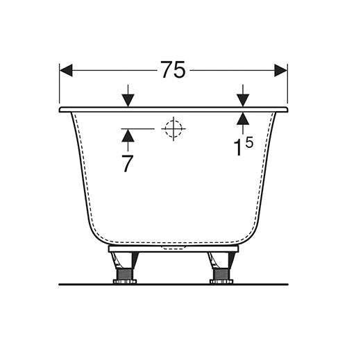 Geberit Soana Rectangular Built-In Bathtub 233L