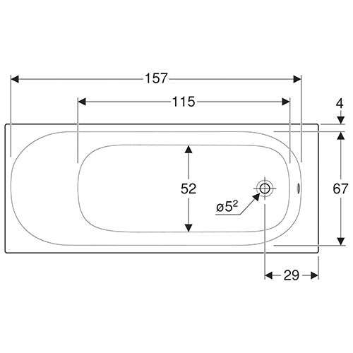 Geberit Soana Rectangular Built-In Bathtub 233L
