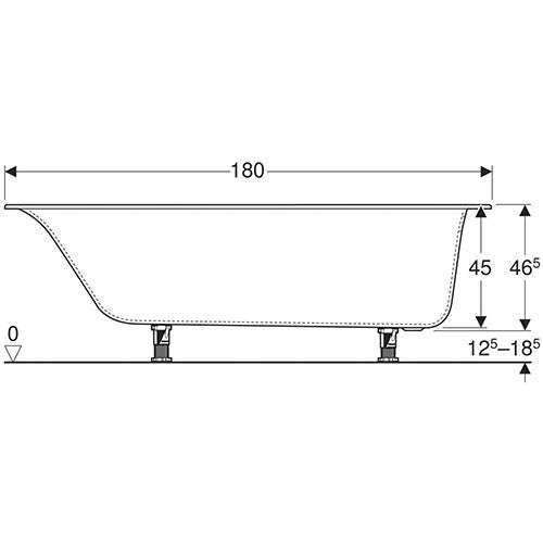Geberit Soana Rectangular Built-In Bathtub 272L