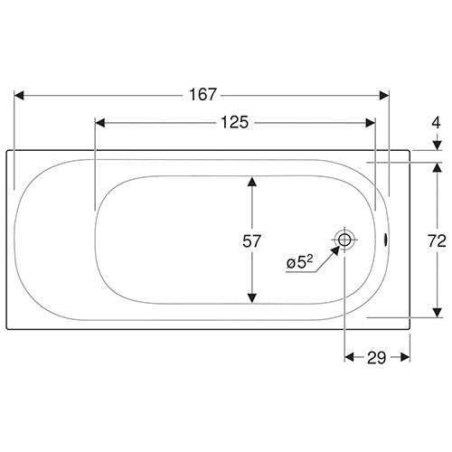 Geberit Soana Rectangular Built-In Bathtub 272L