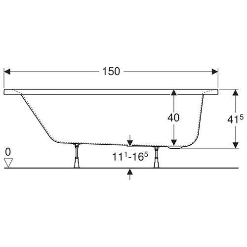 Geberit Supero Rectangular Built-In Bathtub 158L