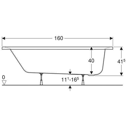 Geberit Supero Rectangular Built-In Bathtub 170L