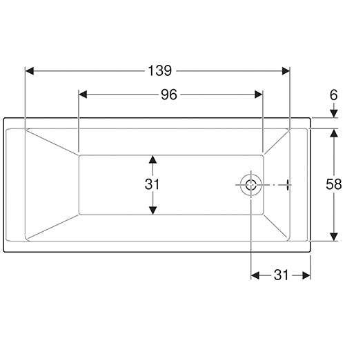 Geberit Supero Rectangular Built-In Bathtub 170L