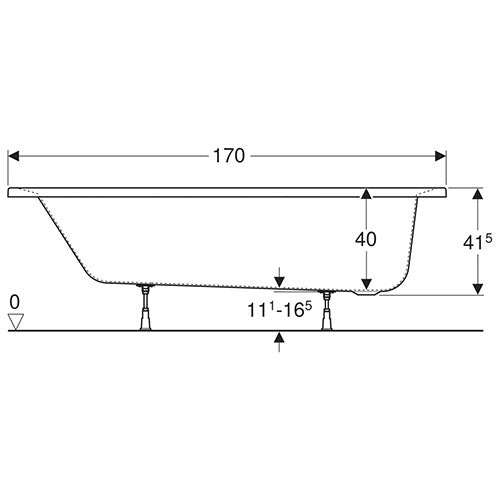 Geberit Supero Rectangular Built-In Bathtub 183L