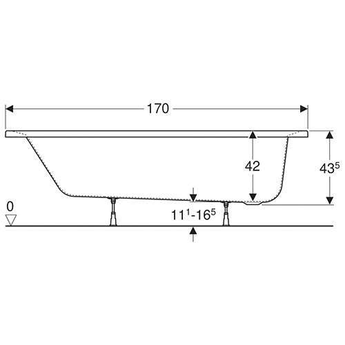 Geberit Supero Rectangular Built-In Bathtub 210L