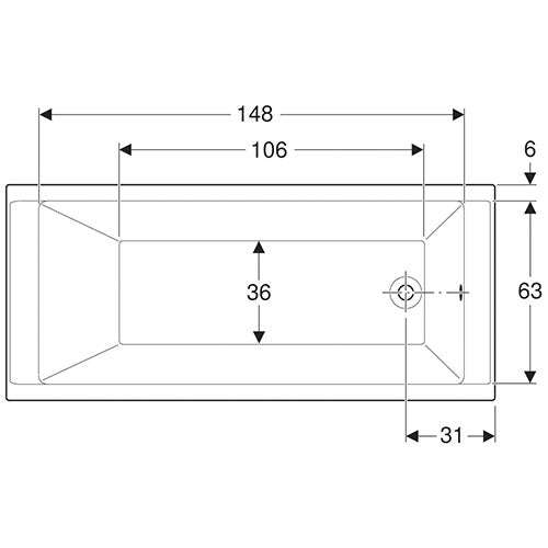 Geberit Supero Rectangular Built-In Bathtub 210L