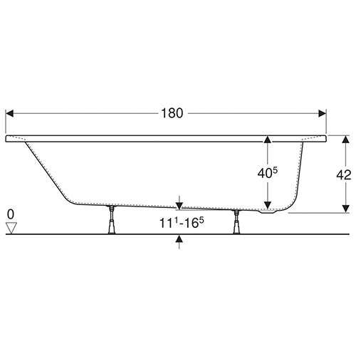 Geberit Supero Rectangular Built-In Bathtub 229L