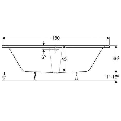 Geberit Supero Rectangular Built-In Bathtub 266L