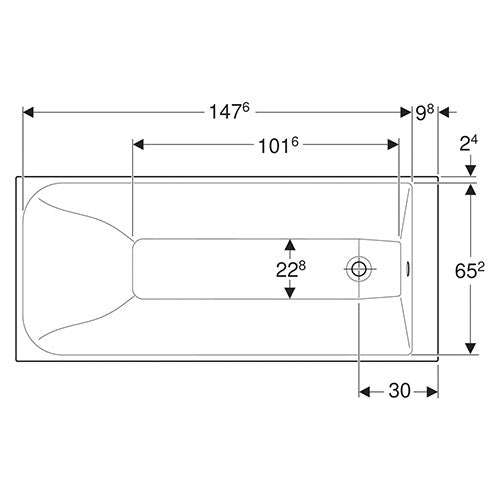Geberit Rekord Rectangular Built-In Bathtub 163L