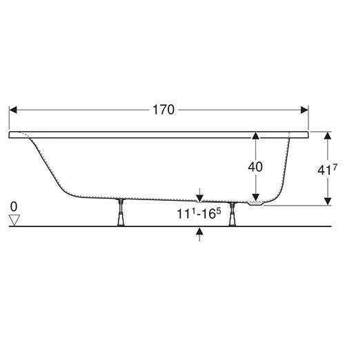 Geberit Rekord Rectangular Built-In Bathtub 176L